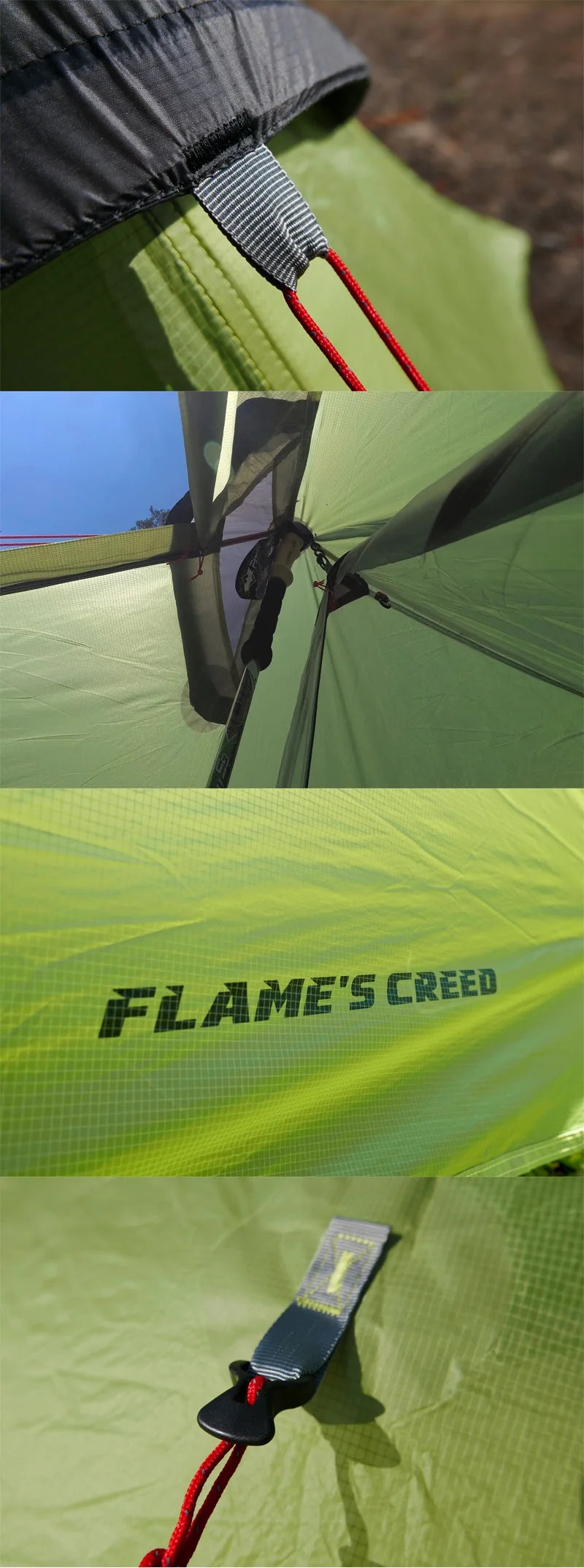 2021 FLAME'S CREED LanShan 2 Person Outdoor Ultralight Camping Tent 3 Season Professional 15D Silnylon Rodless Tent