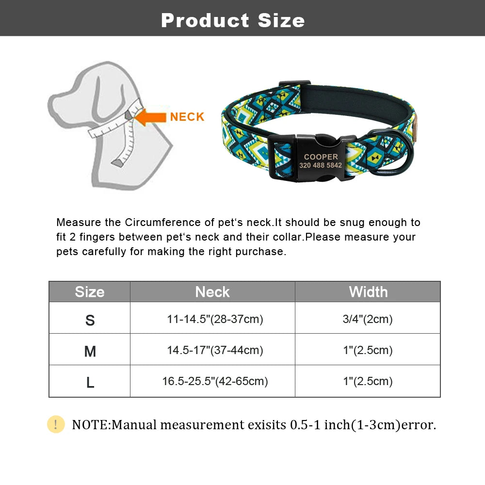 Custom Dog Collar Personalzied Nylon Pet Dog ID Tag Collars Engraved Printed Puppy Collar Leash For Small Medium Large Dogs