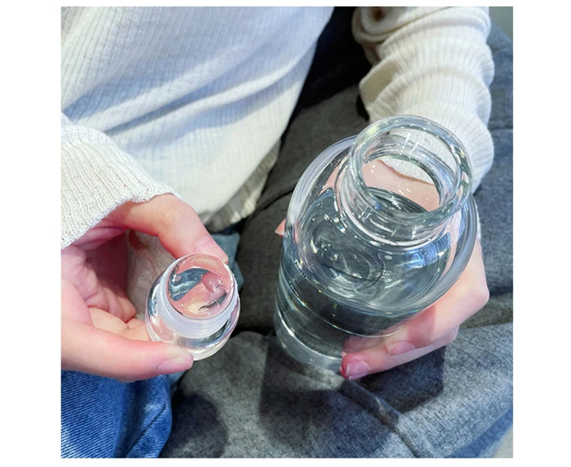 500ml Glass Water Bottle With PU Cup Holder Time Marker Milk Juice Fashion Simple Portable Leakproof Drink Bottle Drinkware Gift