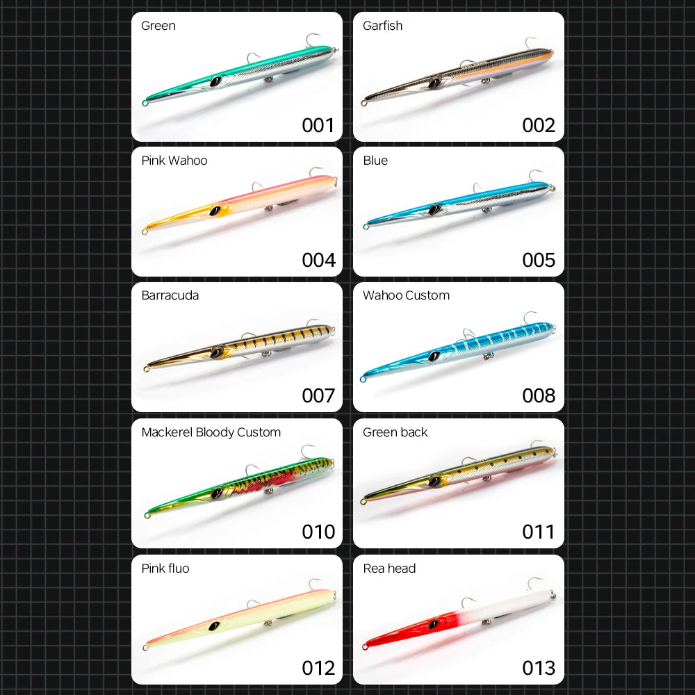 Hunthouse Fishing Lures Stylo Pencil Needlefish Casting Pencil Hard Bait Stickbaits Floating Sinking 205/180/160mm Garfish