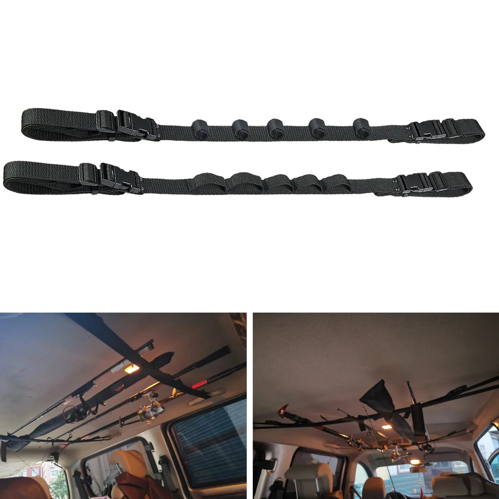 Car Mounted Storage Rack Fishing Rod Gear Holder Vehicle Fishing Rod Rack Holder Strap Storage Car Rest Belt Carrier for SUV