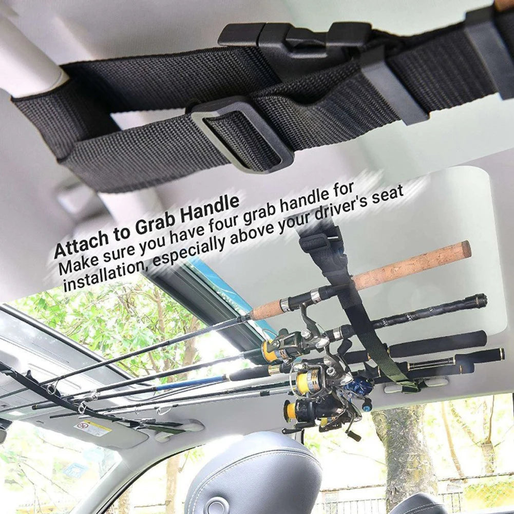 Car Mounted Storage Rack Fishing Rod Gear Holder Vehicle Fishing Rod Rack Holder Strap Storage Car Rest Belt Carrier for SUV