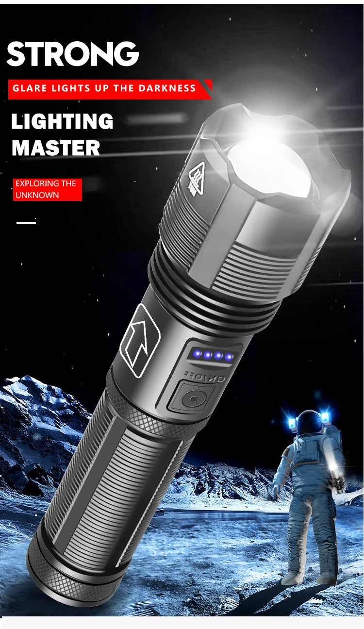 Super Bright LED Flashlight Rechargeable High Quality P70.2 P50 Tactical Hunting Torch Usb Zoomable Lantern By 18650 Battery