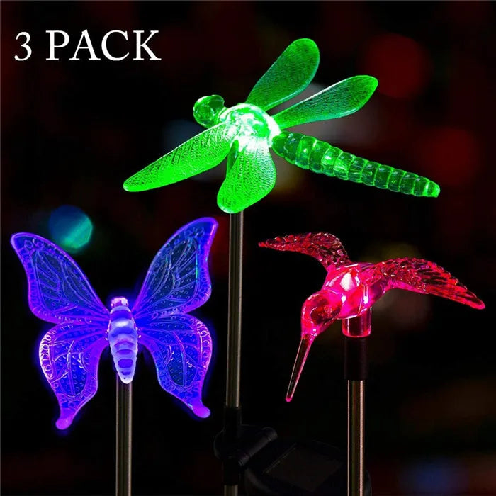 3 Pack Solar Garden Light Outdoor Solar Figurine Stake Light Color Changing Solar Landscape Light For Yard Lawn Patio Pathway