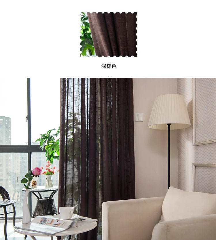 Simple modern cotton slub curtain yarn pure color cotton linen curtain yarn is thickened white curtain yarn for bedroom living