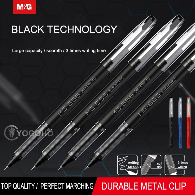 12PCS M&G Simple Pure Gel Pen 0.5mm M&G black blue red pen gel ink refill gelpen school office supplies stationary pens