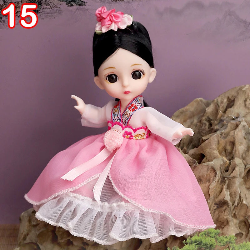 New 16 cm BJD Mini FASHION Toy DOLL With Clothes MINIATUR Kids Dolls Girls Baby Beautiful Dress Up 1/12 Birthday Gifts 3D Eyes