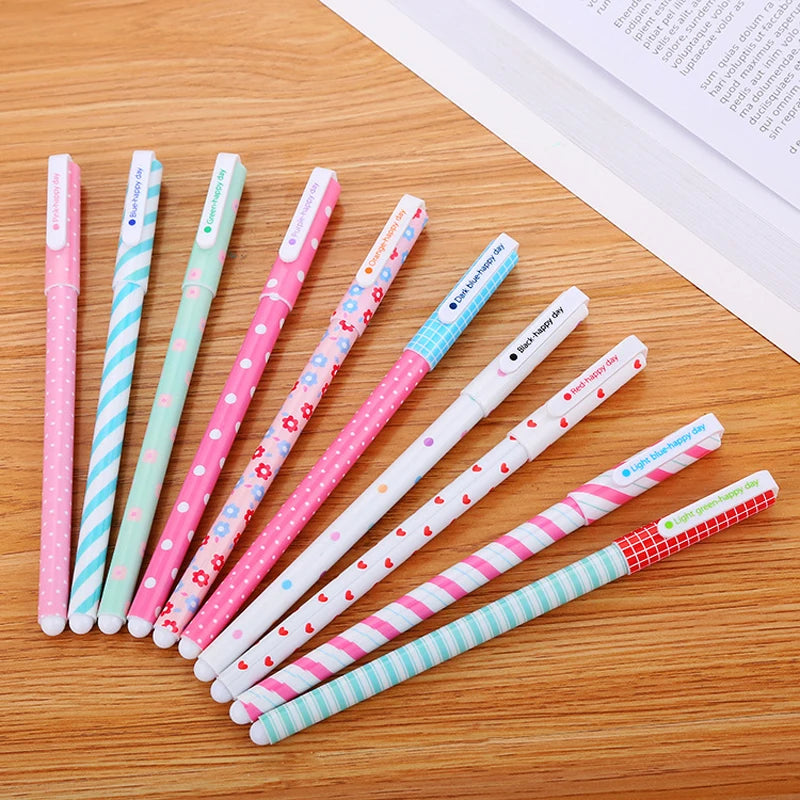 10 PCS Colored Gel Pens Set Kawaii Blue 0.5mm Ballpoint Pen for Journal Cute School Stationary Supplies