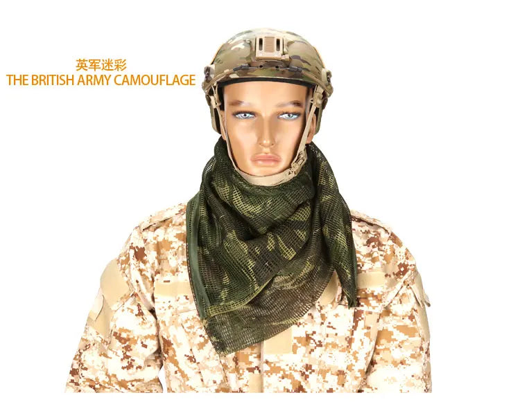 Cotton Camouflage Tactical Mesh Scarf Sniper Face Veil Camping Hunting Multi Purpose Hiking Scarve Ghillie Suit Clothes