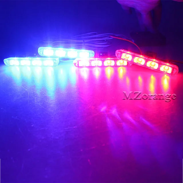 4 Pcs 4 Leds Police Lights LED Police Flasher FSO LED Strobe Ambulance Wireless Remote Warning Lamp Car Truck Stroboscope Light