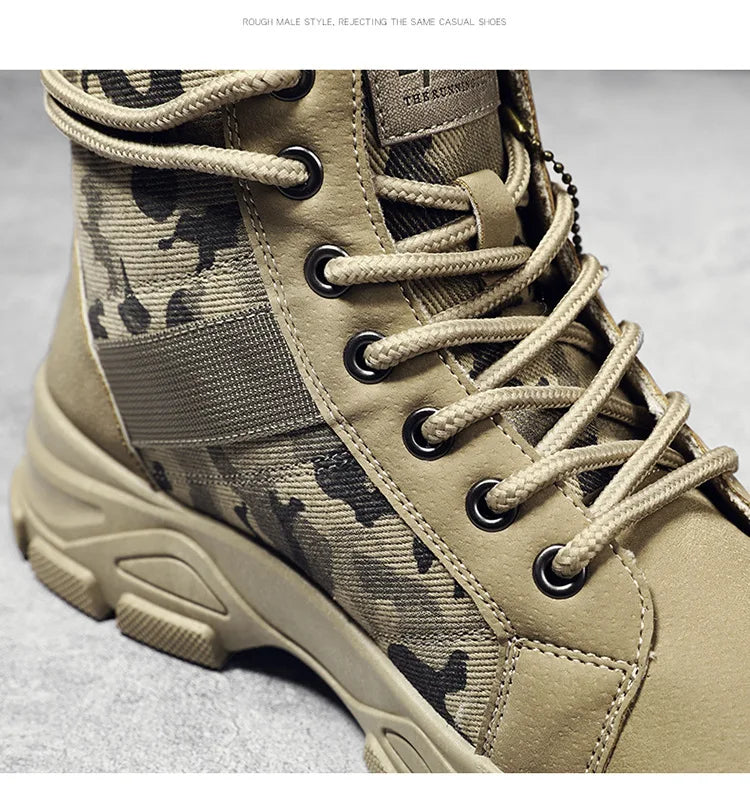 Autumn NewBoots for Men Camouflage Desert Boots High-top Sneakers Non-slip Work Shoes for Men Buty Robocze Meskie