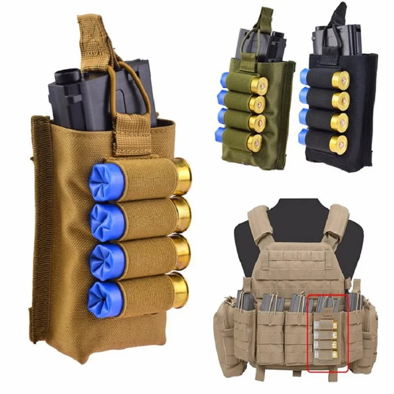 Tactical Molle 12GA 12 Gauge Ammo Shells Shotgun Bag Rifle Gun Reload Magazine Pouch for AK AR 15 Mag Bag Hunting Gear