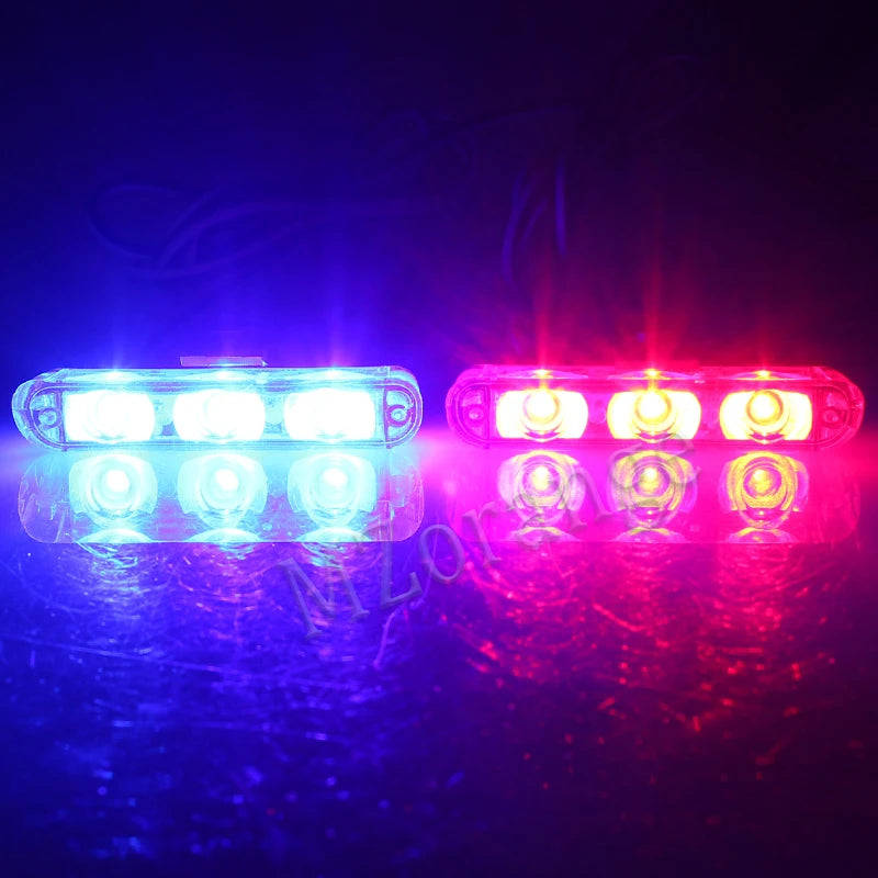 2 Pcs Car LED Police Lights Fso Flasher Auto Strobe Warning Lamp Ambulance 12V Stroboscopes Truck Lamp Flashing Light Red Blue