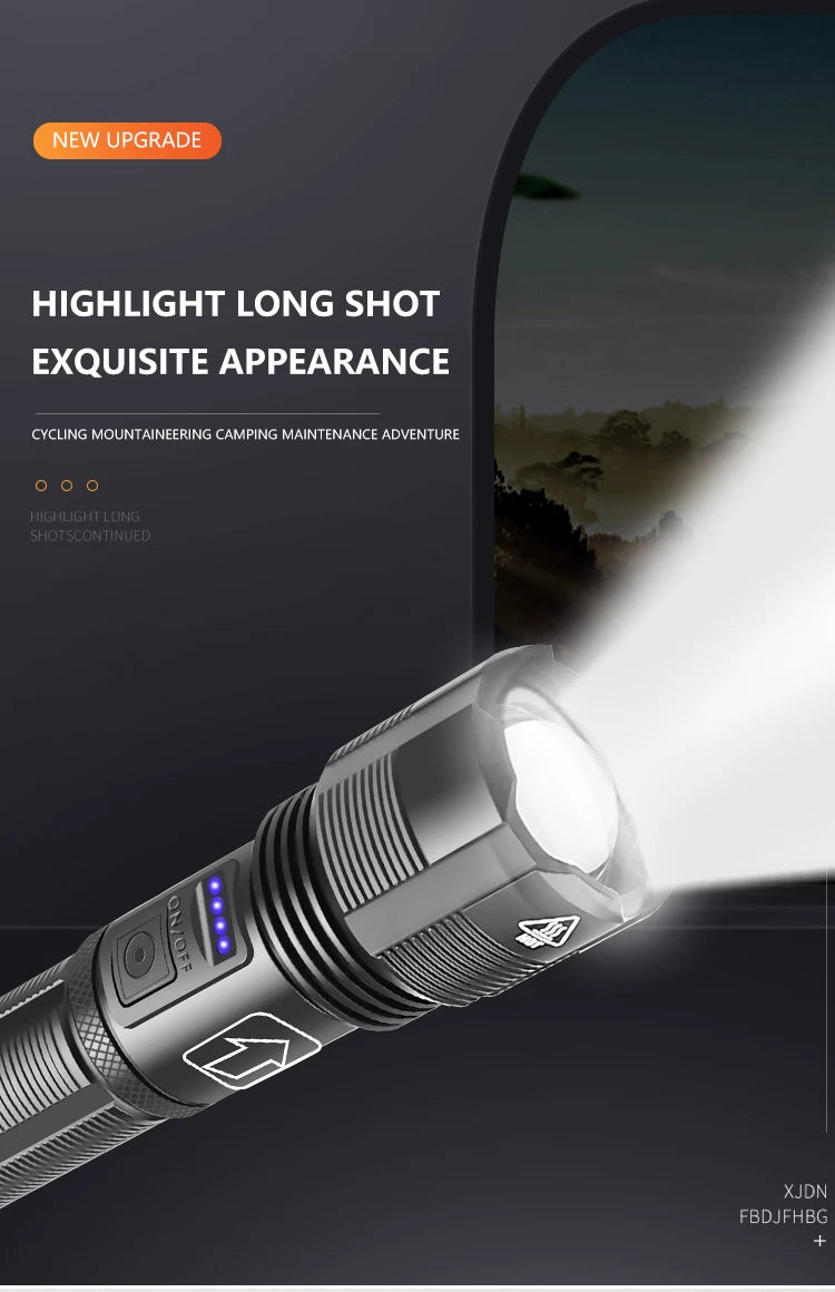 Super Bright LED Flashlight Rechargeable High Quality P70.2 P50 Tactical Hunting Torch Usb Zoomable Lantern By 18650 Battery