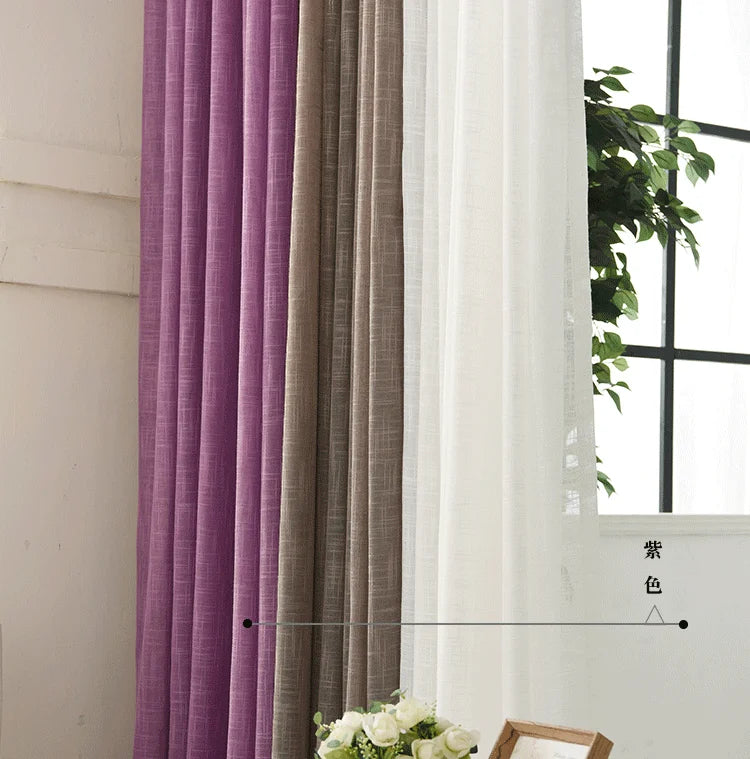 Simple modern cotton slub curtain yarn pure color cotton linen curtain yarn is thickened white curtain yarn for bedroom living