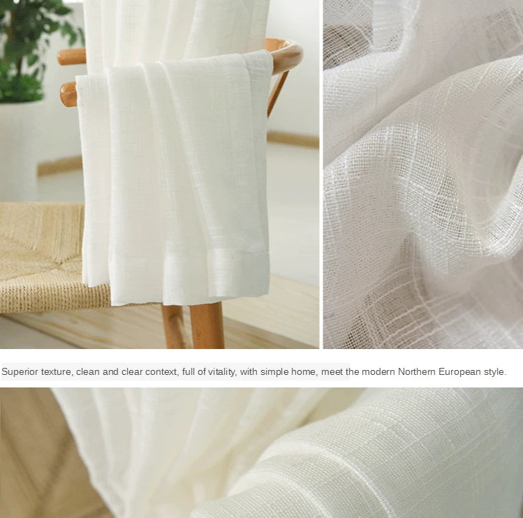 Simple modern cotton slub curtain yarn pure color cotton linen curtain yarn is thickened white curtain yarn for bedroom living