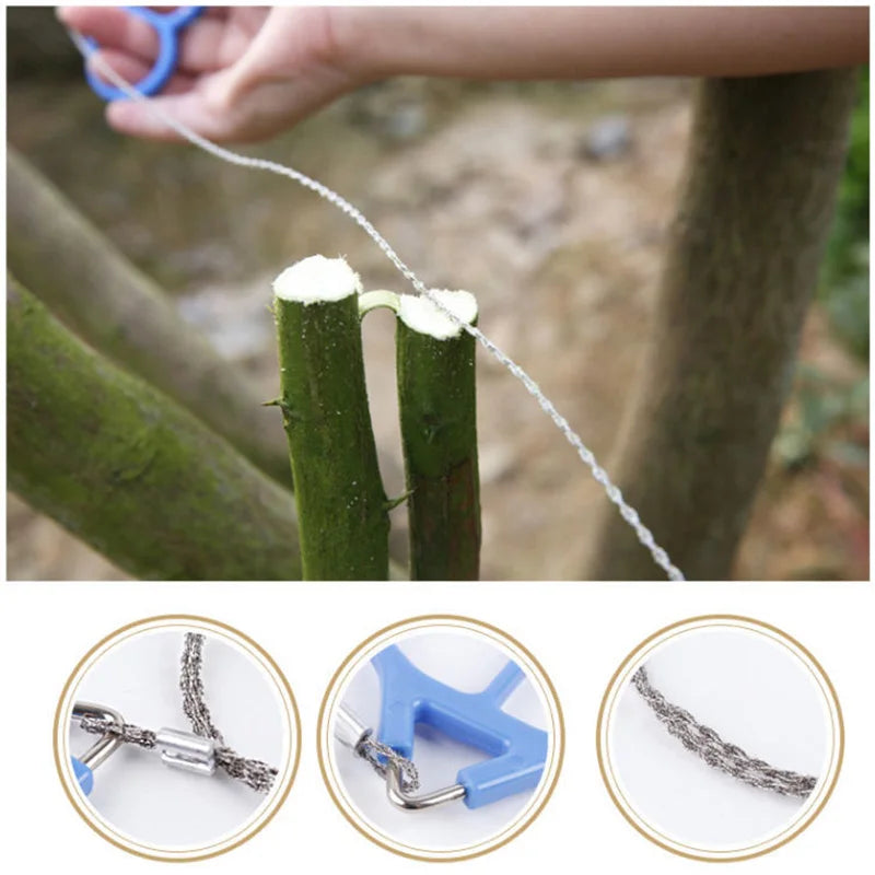 Portable 60cm Stainless Steel Wire Saw Camping Hiking Travel Outdoor Emergency Survive Tool Wire Kits with Finger Handle