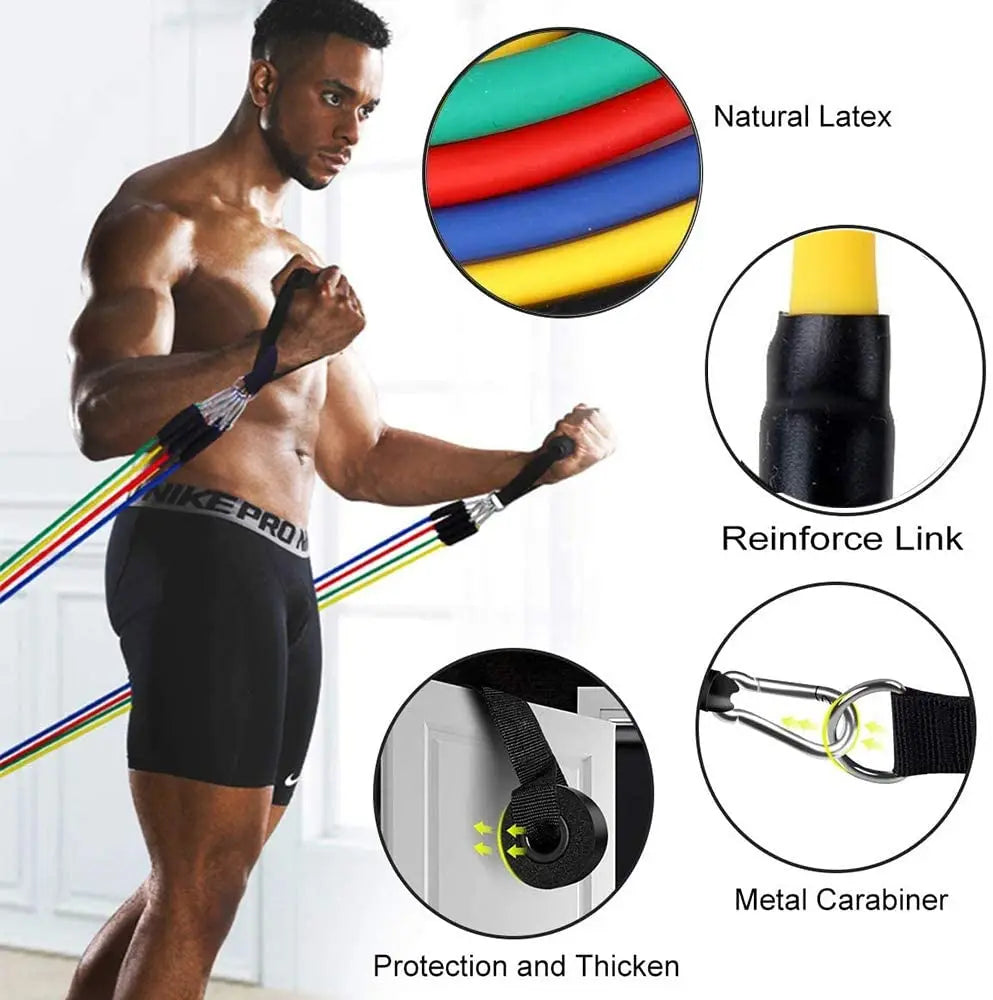 Fitness Pull Rope Resistance Rubber Band Yoga Elastic Belt Upgrade Training Stick Set Pilates Exercise Fitness Equipment