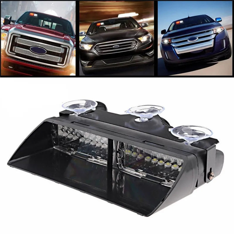 Green LED Windshield Strobe Light Bar 16LED Dash Emergency Warning Hazard Lamp Security System Emergency Strobe Light 12V