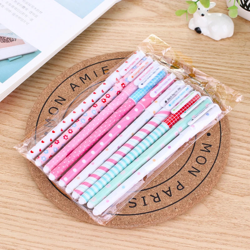 10 PCS Colored Gel Pens Set Kawaii Blue 0.5mm Ballpoint Pen for Journal Cute School Stationary Supplies