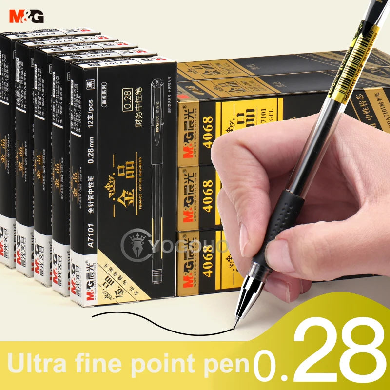 12pcs/box 0.28mm Ultra Fine point Gel Pen black ink refill gel pen for school office supplies stationary pens stationery