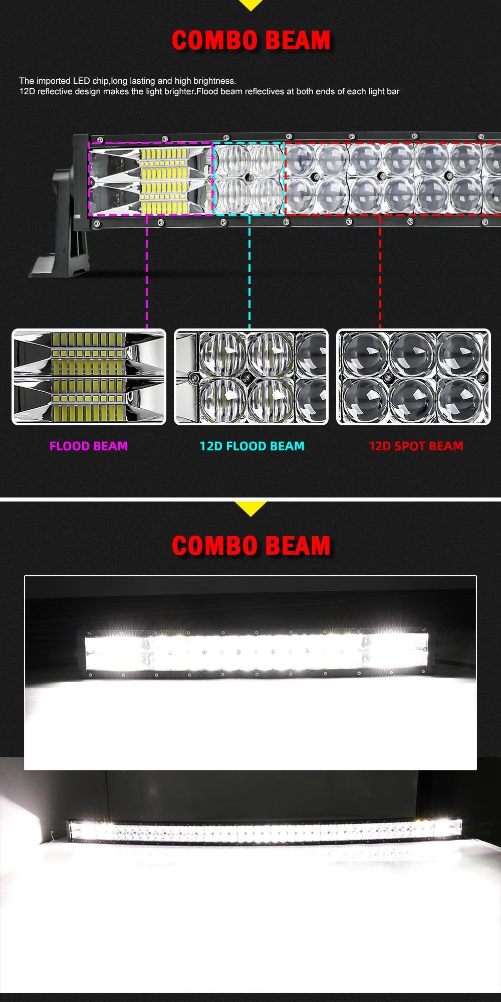 CO LIGHT 52" 12V 24V Offroad Led Light Bar Spot Flood Combo Beam 110000LM Led Bar 2-Row Led Work Light Bar for Car 4WD Truck SUV