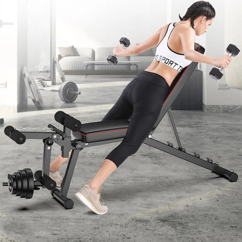 Gym Fitness Foldable Muscle Press Machine Supine Bench Dumbbell Board Sit-ups Rack Weight Lift Training Body Building Equipment