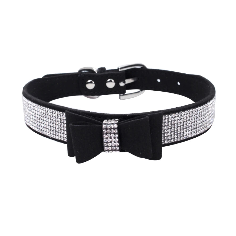 Pet Harness Leash With Rhinestone Bling Crystal Adjustable Chest Strap Soft Suede Bow Leather High Quality Drop Shipping