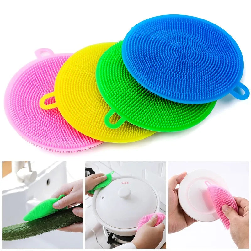 Fais Du Multifunction Silicone Sponge Dish Kitchen Supplies Household Cleaning Brush Dishwashing Sponge Cleaning Tools