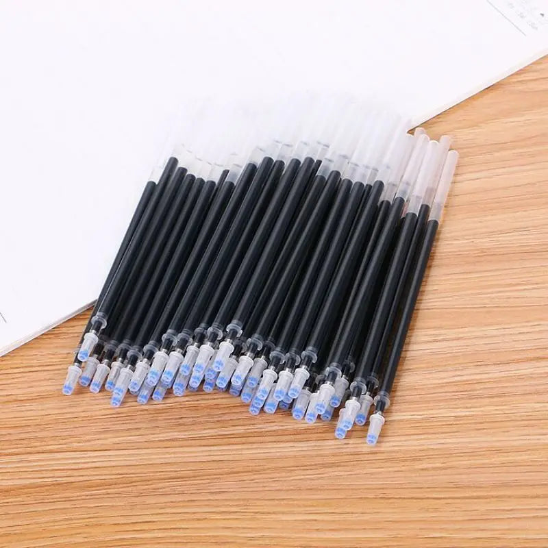 50pcs Wholesale Stationery Black Refills 0.5mm Factory Direct Office Kawaii Stationary Pen Refill Colorful Student Supplies