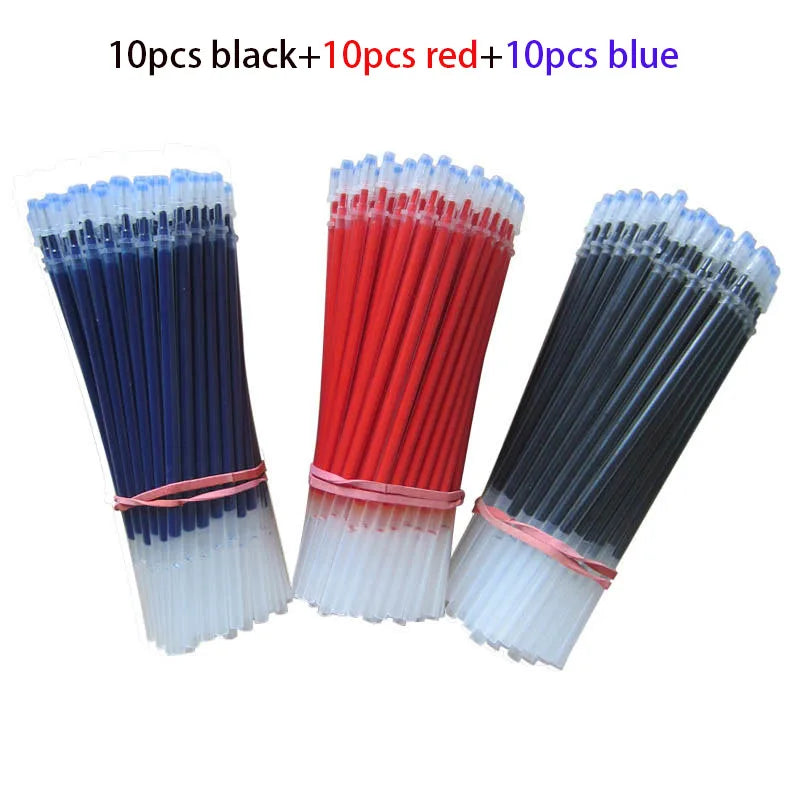 50pcs Wholesale Stationery Black Refills 0.5mm Factory Direct Office Kawaii Stationary Pen Refill Colorful Student Supplies