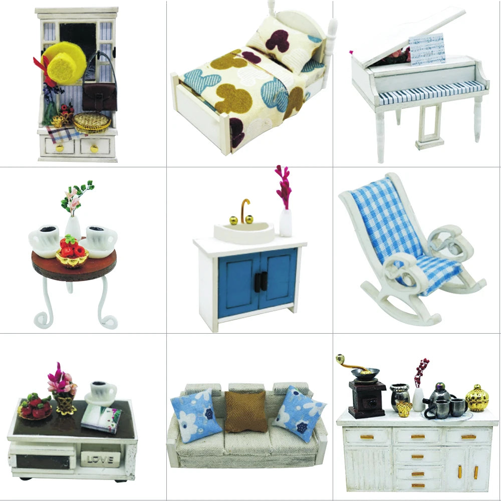 DIY Dollhouse Wooden doll Houses Miniature Doll House Furniture Kit Casa Music Led Toys for Children Birthday Gift