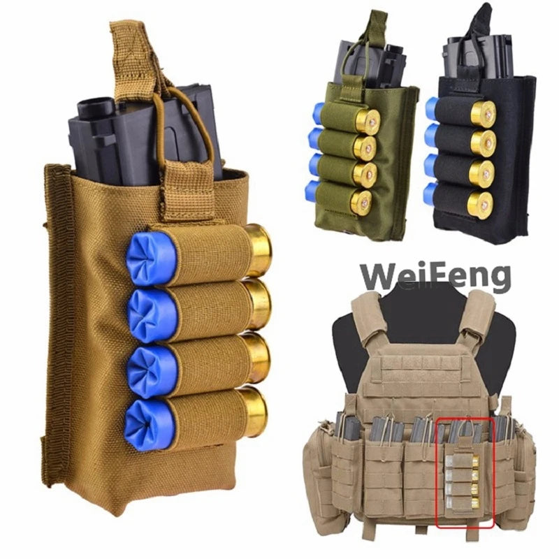 Tactical Molle 12GA 12 Gauge Ammo Shells Shotgun Bag Rifle Gun Reload Magazine Pouch for AK AR 15 Mag Bag Hunting Gear