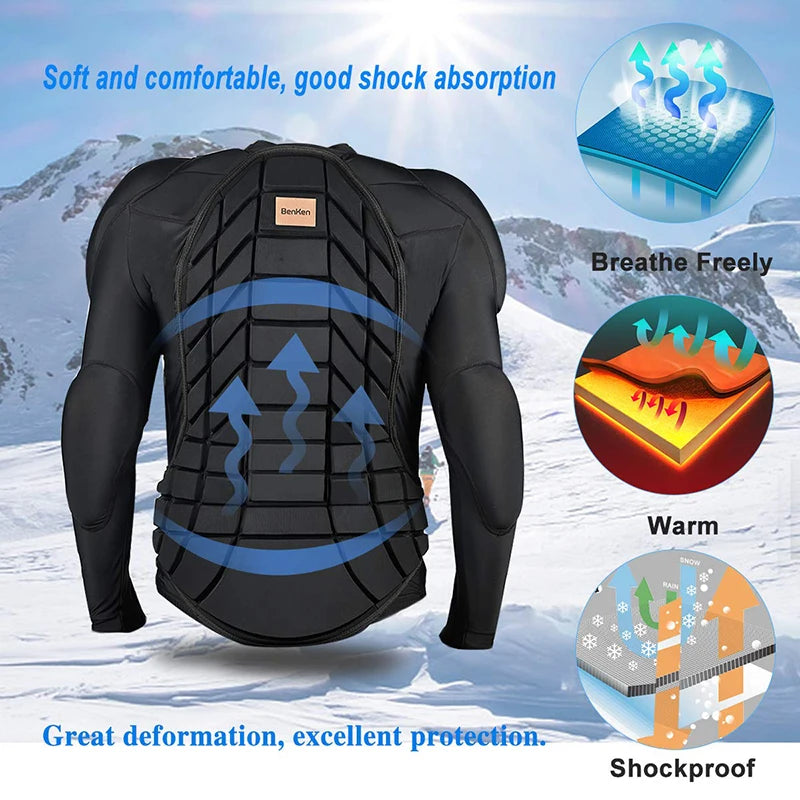 BenKen Skiing Anti-Collision Sports Shirts Ultra Light Protective Gear Outdoor Sports Anti-Collision Armor Spine Back Protector