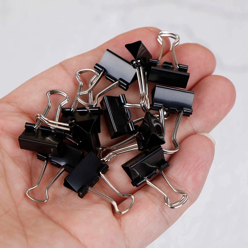 12Pcs Black Metal Binder Clips File Paper Clip Photo Stationary Office Supplies Kantoor School Briefpapier Document