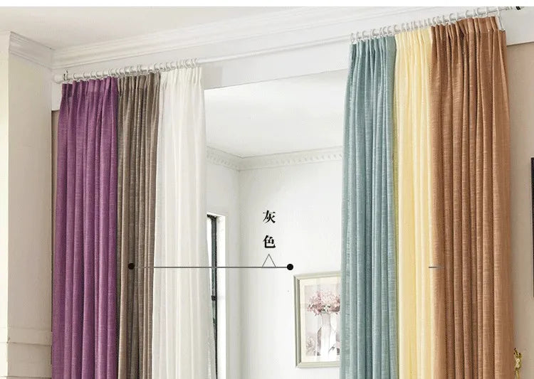 Simple modern cotton slub curtain yarn pure color cotton linen curtain yarn is thickened white curtain yarn for bedroom living