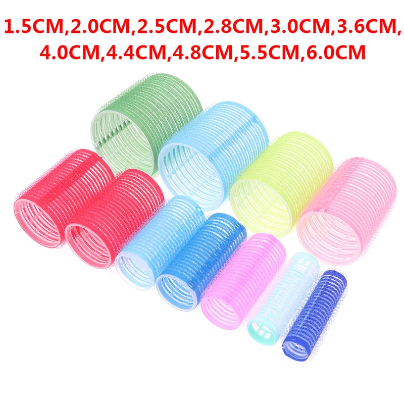 6 Pcs Hairdressing Home Use DIY Magic Large Self-Adhesive Hair Rollers Styling Roller Roll Hair Curler Beauty Tool 10 Size