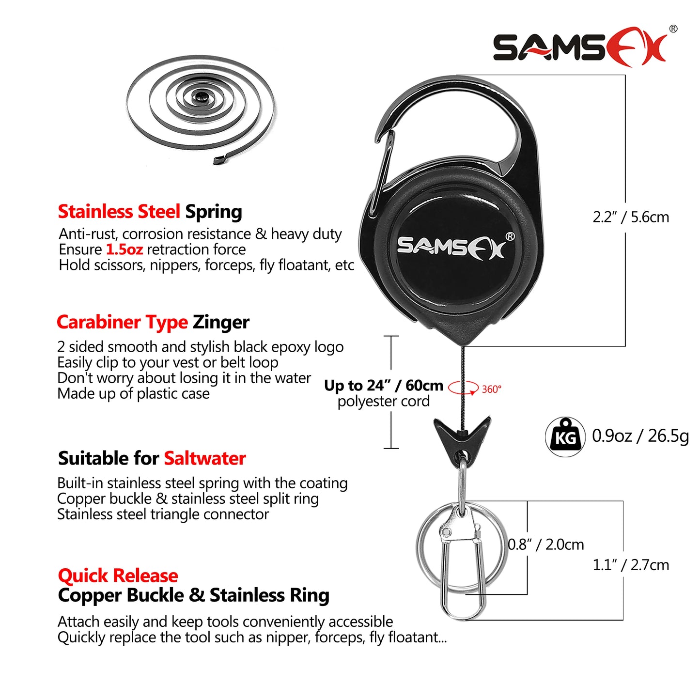 SAMSFX Fishing Quick Knot Tying Tool, Hook Sharpener, Split Rings Opener and Upper Bait Aid Gear Combo