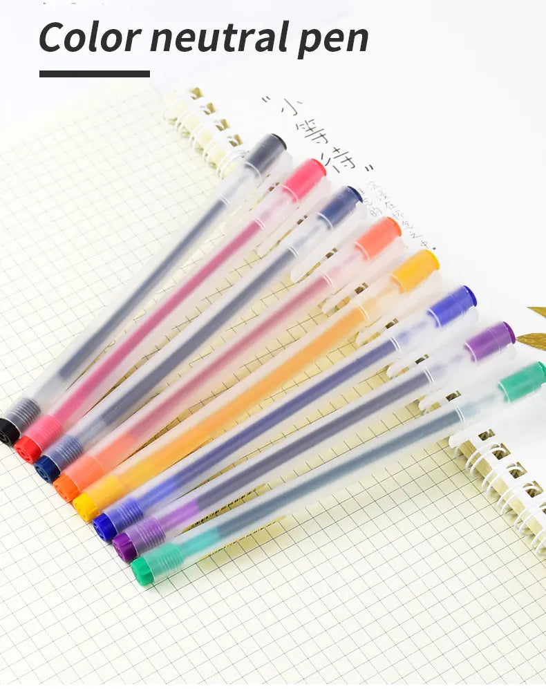 12 PCS Colored Gel Pens  8 colors 0.5 mm fine point Watercolor drawing Pen for journal School supplies Stationery