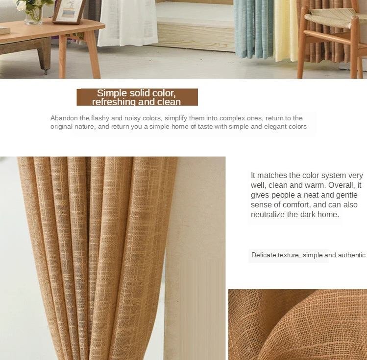 Simple modern cotton slub curtain yarn pure color cotton linen curtain yarn is thickened white curtain yarn for bedroom living