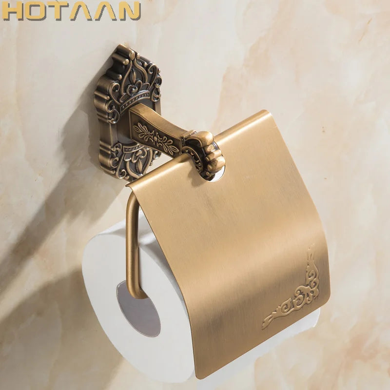 .,Solid AluminiumToilet Paper Holder Antique Brass Color Tissue Roll Paper Box Classic Bathroom Accessories YT-11292