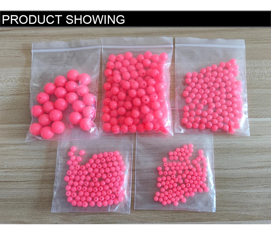 100pcs/pack Hard Round Fishing Beads Plastic Rig Beads 3mm-12mm Fishing Stopper Carp Fishing Gear Accessory