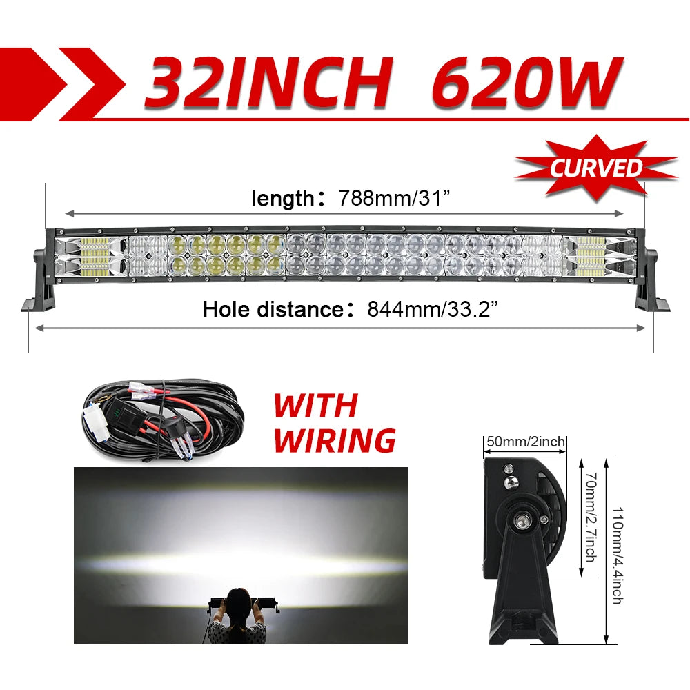 CO LIGHT 52" 12V 24V Offroad Led Light Bar Spot Flood Combo Beam 110000LM Led Bar 2-Row Led Work Light Bar for Car 4WD Truck SUV