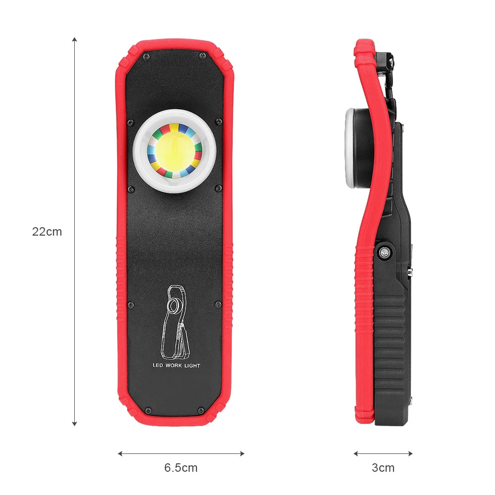 Portable LED COB Flashlight Torch USB Rechargeable Magnetic Lantern Camping Hanging Hook Lamp High-Low Modes Lighting Work Light