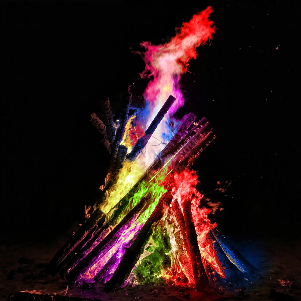 Colorful Flames Powder Bonfire Magic Fire Fireplace Color Sachet Pyrotechnics Magic Trick Outdoor Camping Hiking Survival Tool