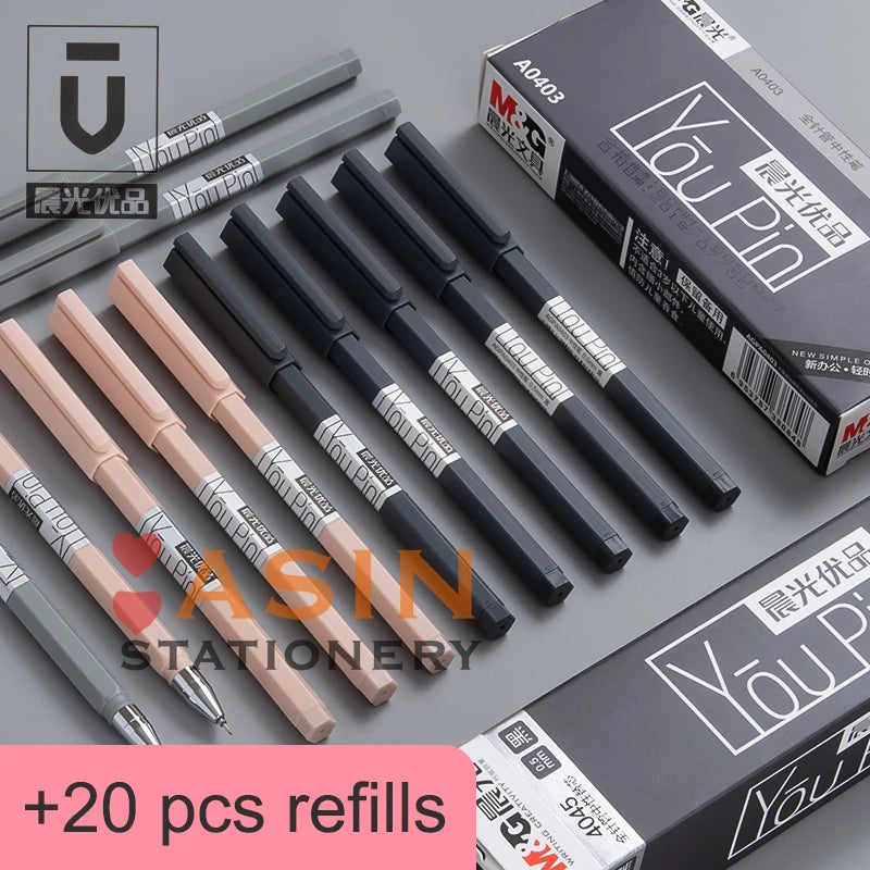 12pcs/box 0.28mm Ultra Fine point Gel Pen black ink refill gel pen for school office supplies stationary pens stationery