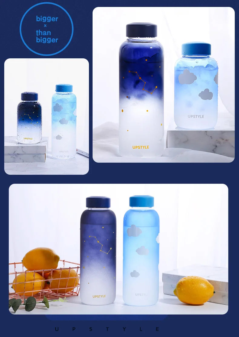 Sky Glass Water Bottle with Sleeve 600ml Cup Gradient Color Sport Bottles Fashion Camping Bottle Tour Drinkware Drop Shipping