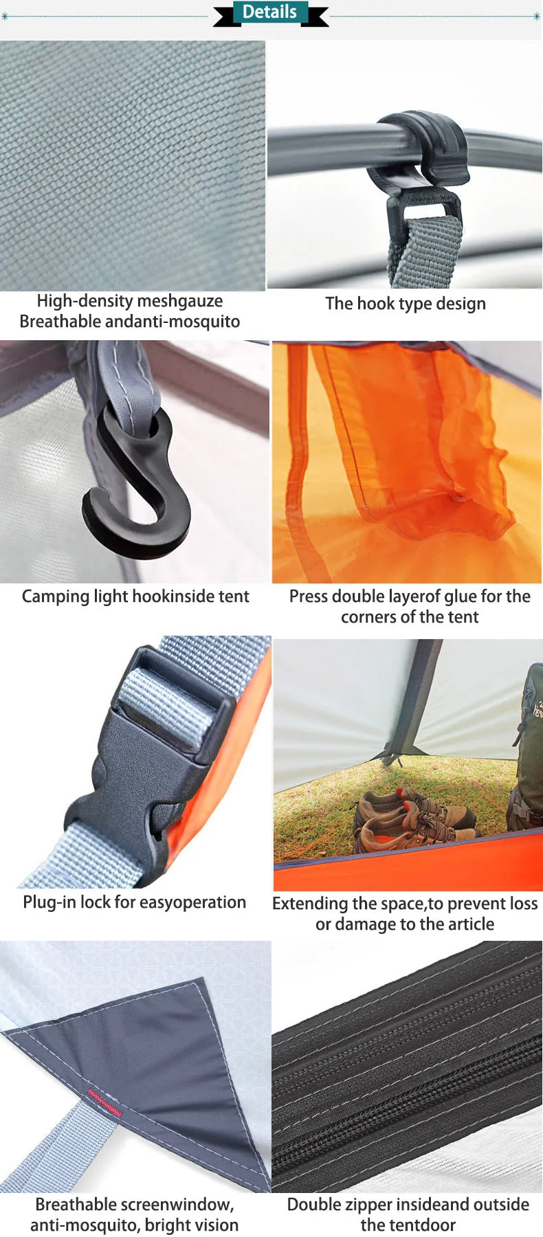 Hewolf 1595 Outdoor Double Layer Ultralight Aluminum Pole Waterproof Windproof Camping Tent 2.51KG Beach Barraca