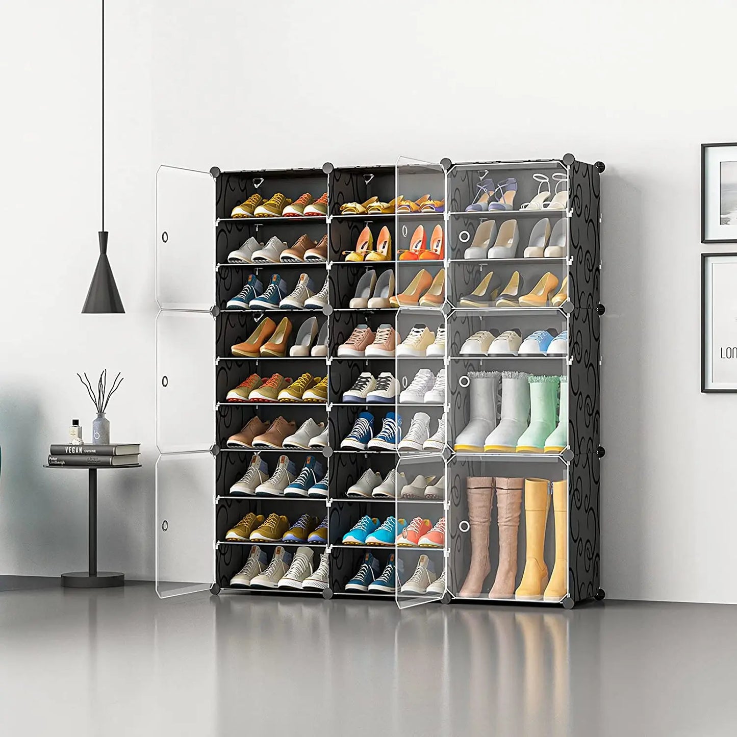 US Shoe Rack Large Capacity Boot Storage 12 Cube Organzie Modular DIY Plastic 6 Tier 24-96 Pairs of Shoe Tower Cabine