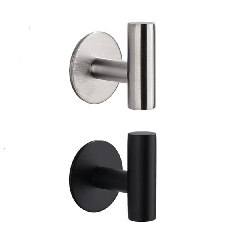 Aluminum Alloy Black Robe Hook Wall Hook Towel Hook For Bathroom Coat Self Adhesive Rustproof Hook Hanger For Kitchen Hardware